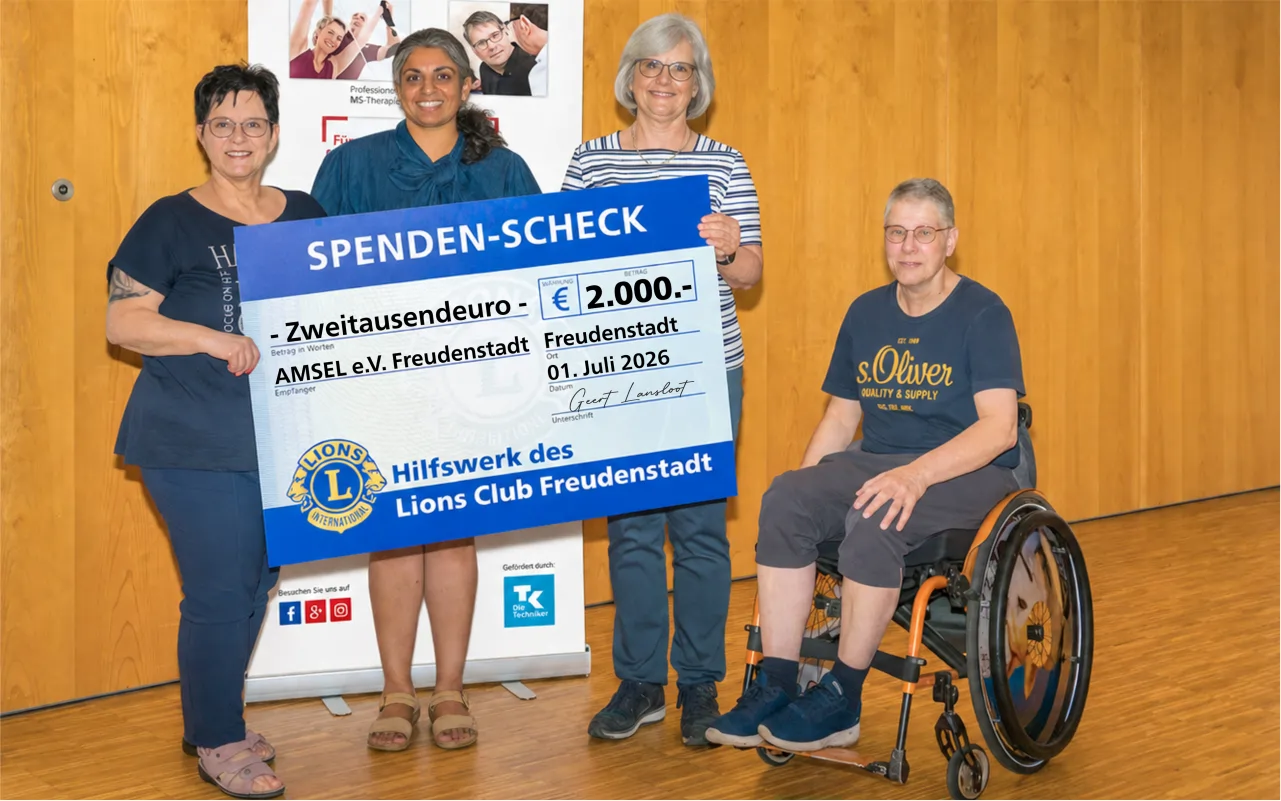 Spendenübergabe an die AMSEL Kontaktgruppe Freudenstadt